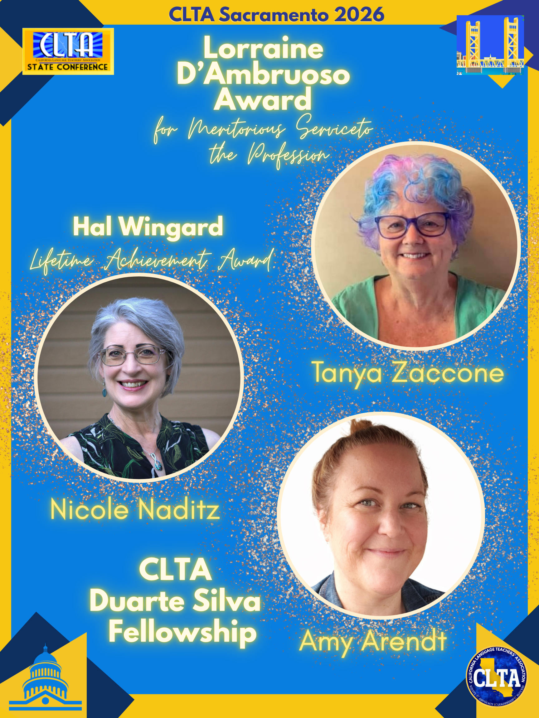 POSTERS for 2026 CLTA Awards - Lorraine D'Ambruoso, Hal Wingard, and DEI